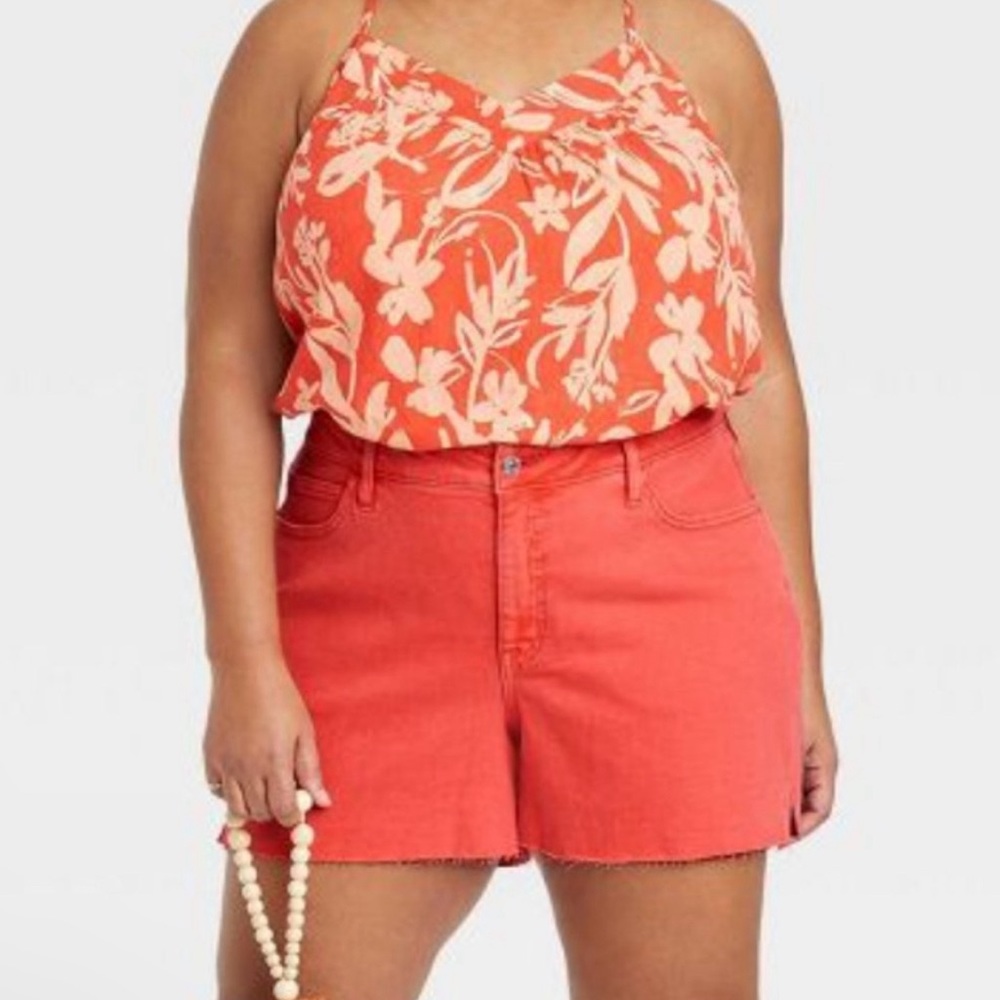 🦋NEW! Plus Size High-Rise Stretch Jean Shorts, Ava & Viv
Orange / Coral 🦋BOGO🦋